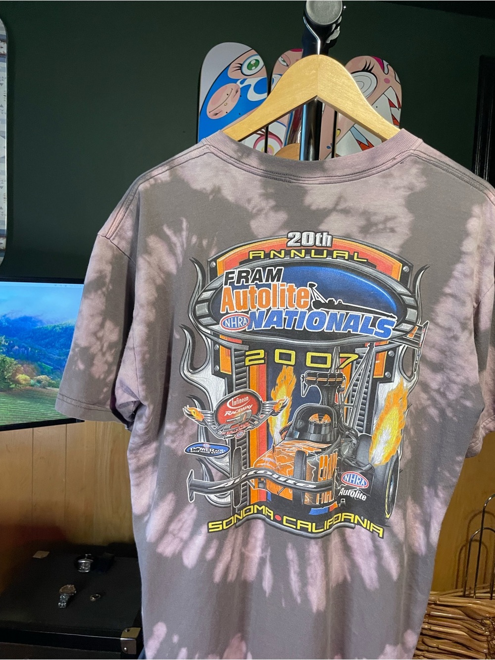 FRAM Autolite Nationals 2007 Tie-Dye Graphic Tee - Sonoma Cali drag racing L